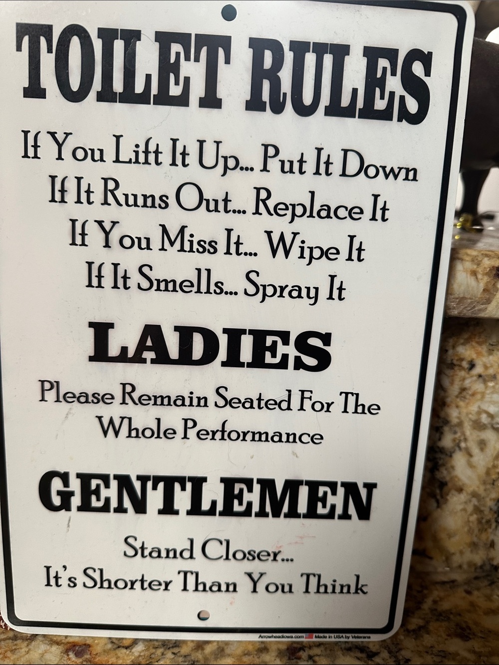 Ladies & Gentlemen Toilet Rules Sign - White and Black